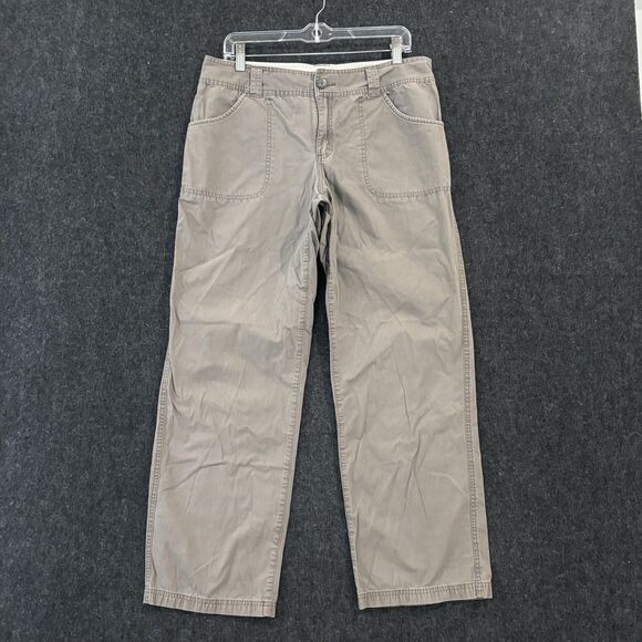Columbia Willowdale Pants Women's 12 Taupe Brown Cotton Relaxed Fit Chino - Picture 1 of 13